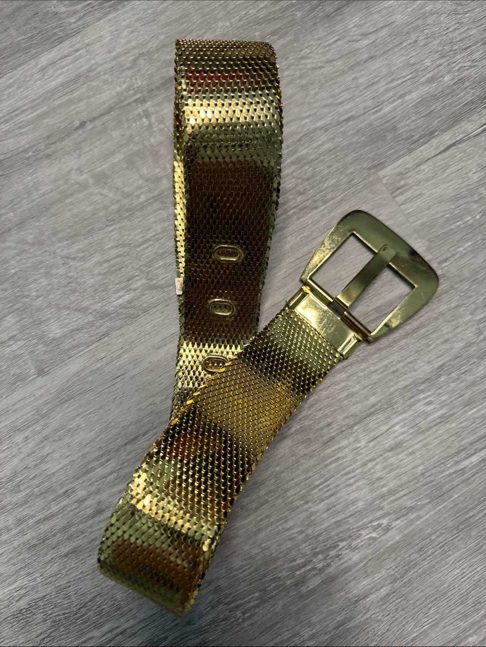 Vintage Whiting & Davis Gold Mesh Belt with Polished Buckle